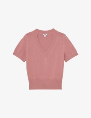 Valerie V-Neck Cotton and Wool-Blend Knitted Top by REISS