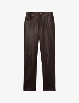 Verona slim-leg high-rise leather trousers by REISS Verona slim-leg high-rise leather trousers by REISS