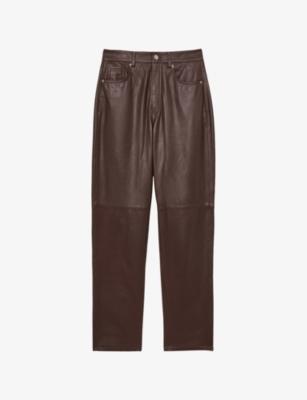 Verona slim-leg high-rise leather trousers by REISS Verona slim-leg high-rise leather trousers by REISS