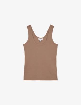 Violet Ribbed Stretch-Cotton Vest by REISS