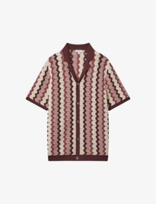 Waves zig-zag regular-fit knitted shirt by REISS