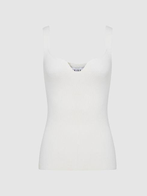 White Daisy Sweetheart Neck Top by REISS