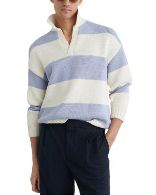 Winger Long Sleeve Open Collar Blocked Polo Shirt by REISS