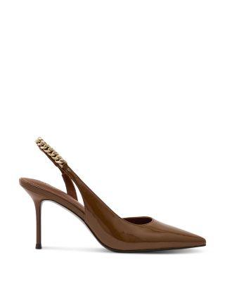 Women's Lucia Chain Detail Patent Leather Slingback Pumps by REISS