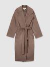 Wool-Blend Blindseam Coat in Mink Neutral by REISS