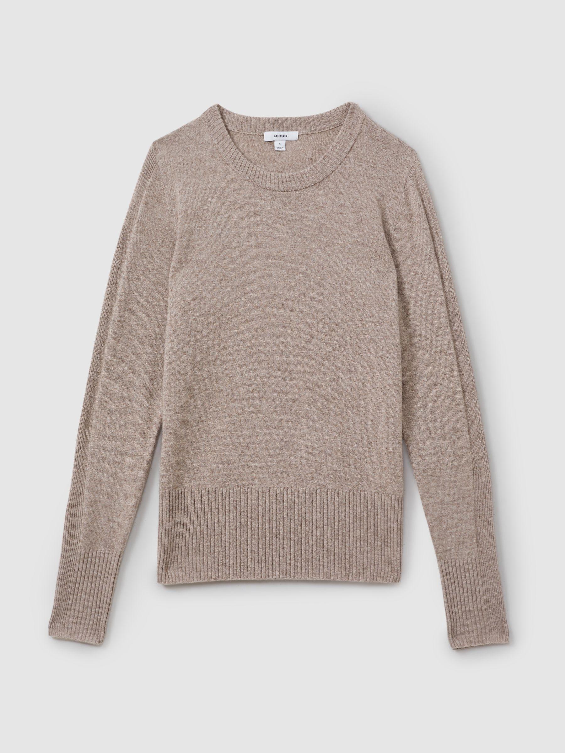 Wool Blend Crew Neck Jumper with Cashmere in Neutral by REISS