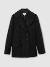 Wool Blend Double Breasted Pea Coat in Black by REISS