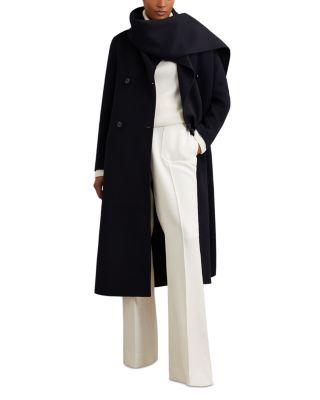Wool Blend Long Scarf Blindseam Coat by REISS