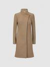 Wool Blend Mid-Length Coat in Camel by REISS