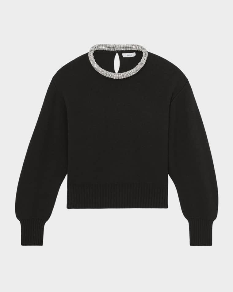 Wool-Blend Necklace-Trim Sweater by REISS