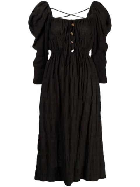Nora puff-sleeve midi dress by REJINA PYO