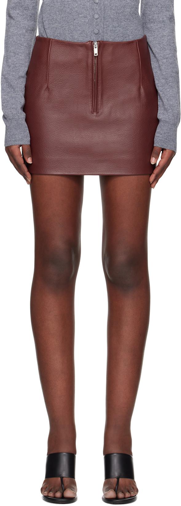 Burgundy Bonded Leather Miniskirt by REMAIN BIRGER CHRISTENSEN