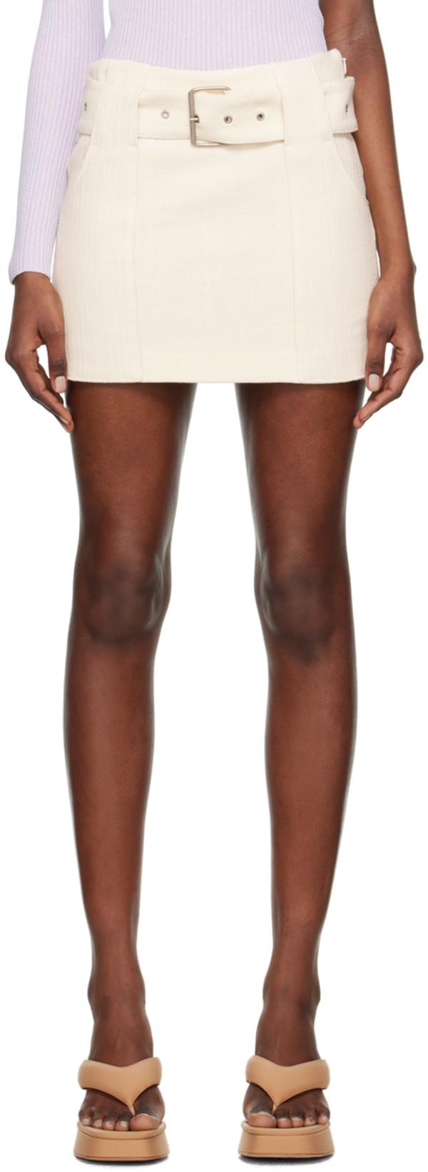 Off-White Belted Miniskirt by REMAIN BIRGER CHRISTENSEN