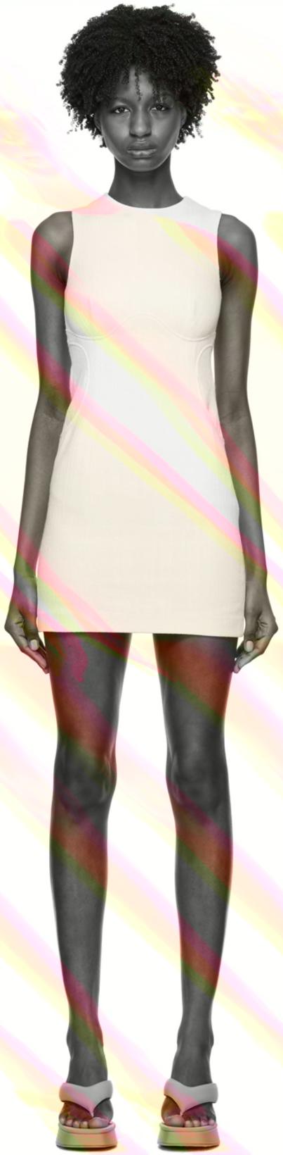 Off-White Round Neck Midi Dress by REMAIN BIRGER CHRISTENSEN
