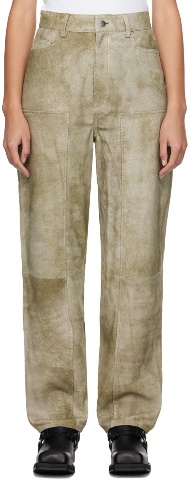 Taupe Relaxed-Fit Leather Pants by REMAIN BIRGER CHRISTENSEN