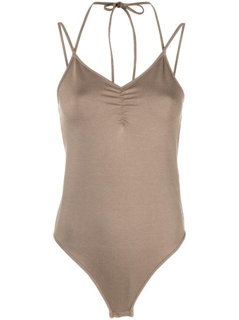 V-neck spaghetti-straps bodysuit by REMAIN BIRGER CHRISTENSEN