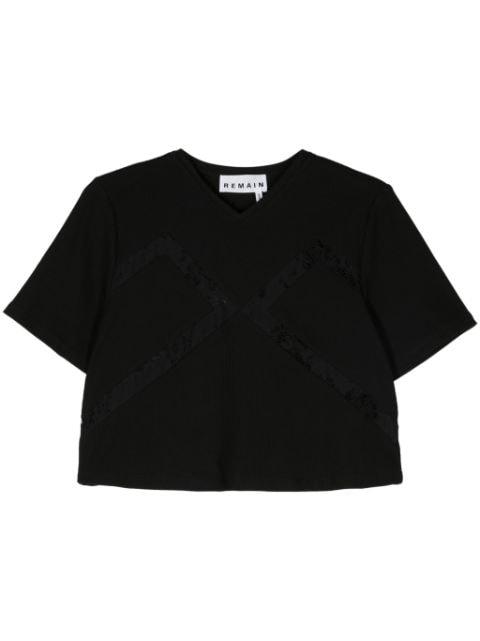 lace-panelled ribbed T-shirt by REMAIN BIRGER CHRISTENSEN