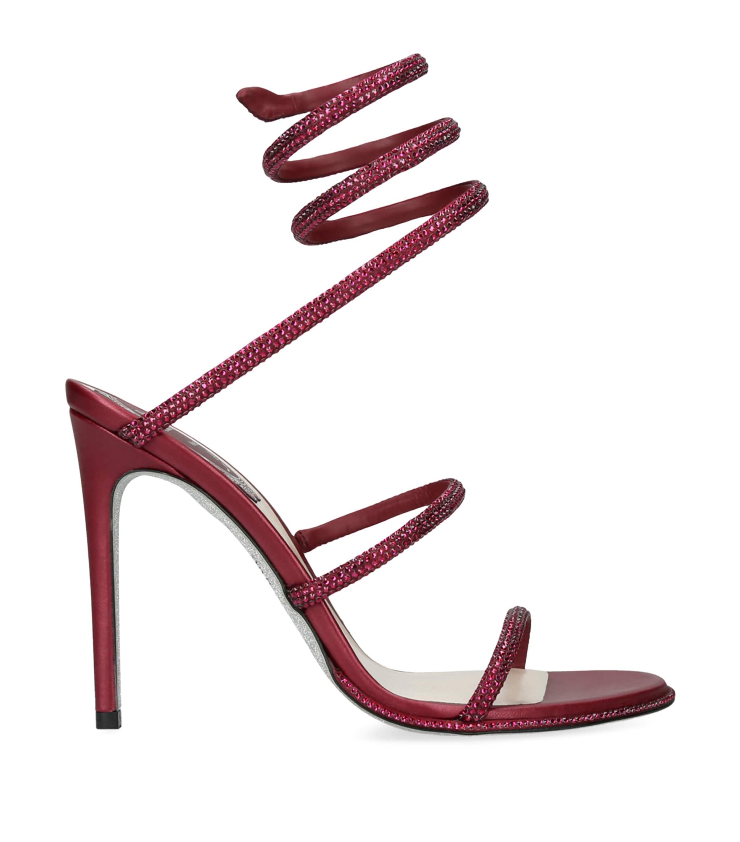 René Caovilla Satin Embellished Cleo Heeled Sandals 105 by RENE CAOVILLA