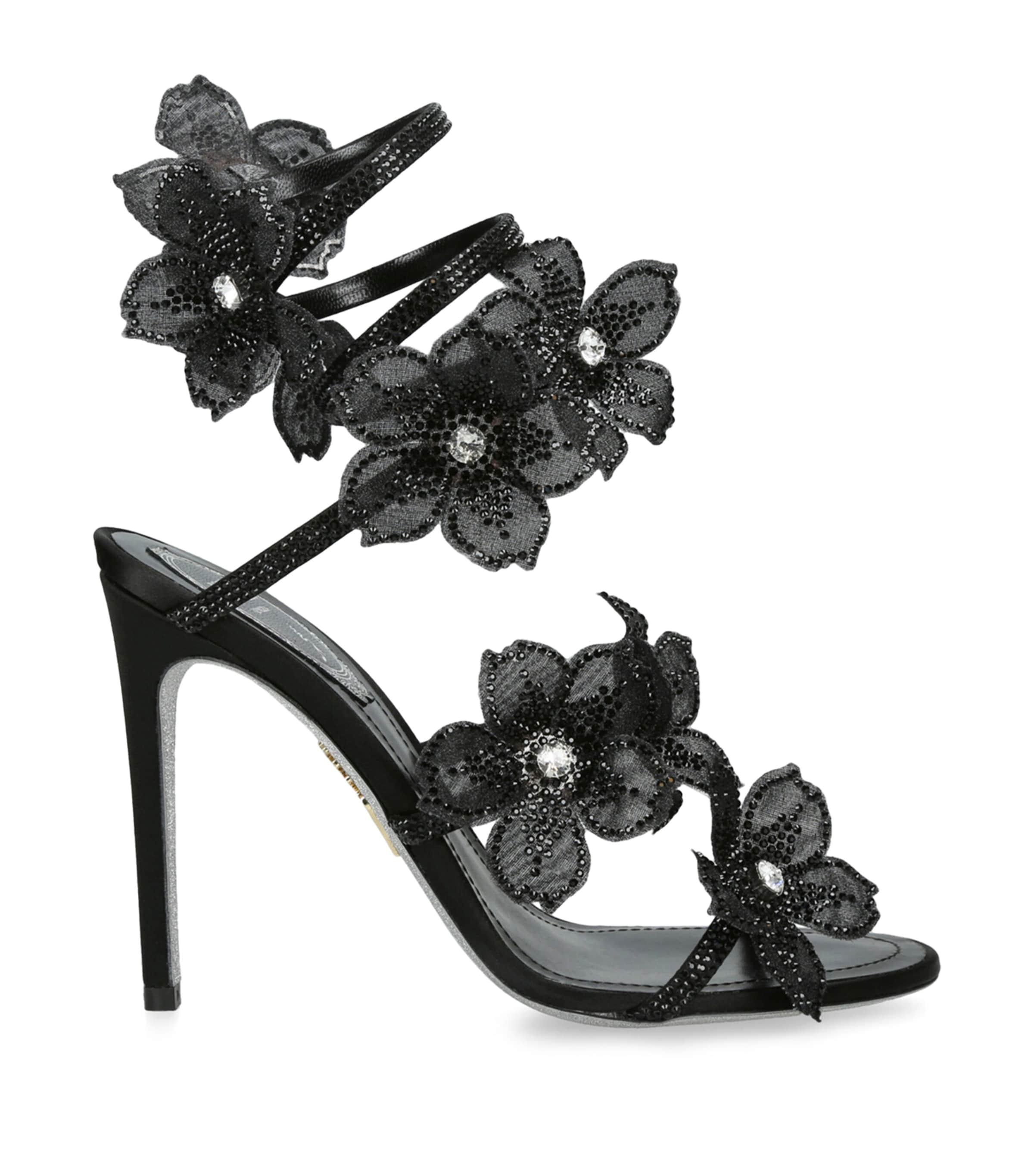 René Caovilla Satin Floral Cleo Sandals 105 by RENE CAOVILLA
