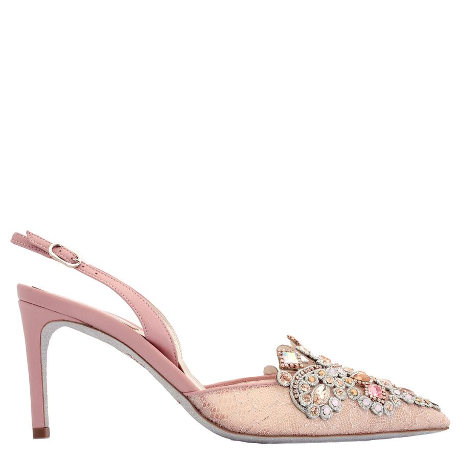 Rene Caovilla Veneziana 75 Lace Pointed-Toe Slingback Pumps by RENE CAOVILLA Rene Caovilla Veneziana 75 Lace Pointed-Toe Slingback Pumps by RENE CAOVILLA