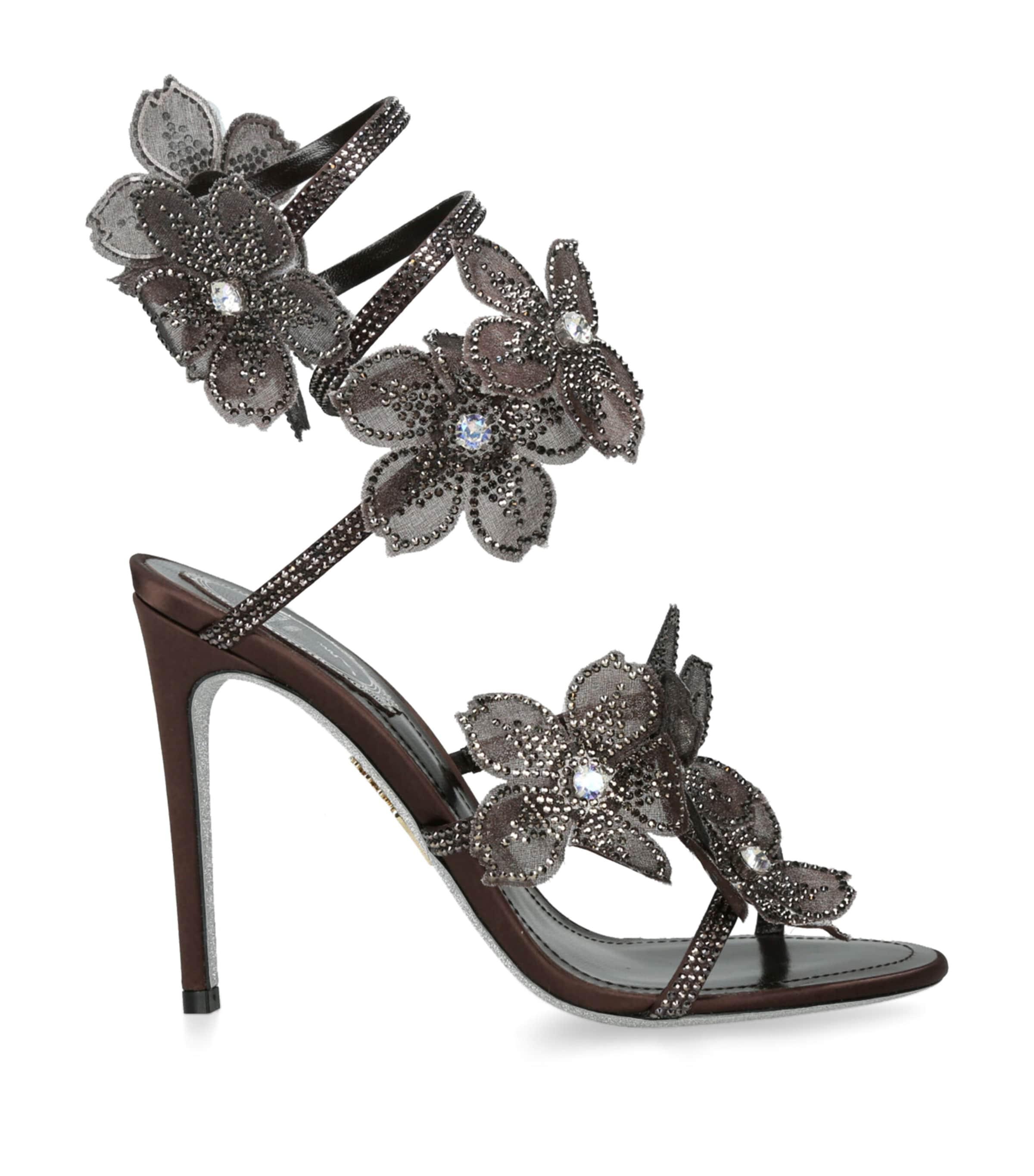 Satin Floral Cleo Sandals 105 by RENE CAOVILLA