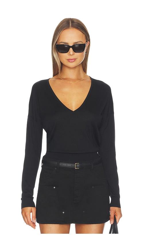 RENGGLI Silk Cashmere V Neck Sweater in Black by RENGGLI