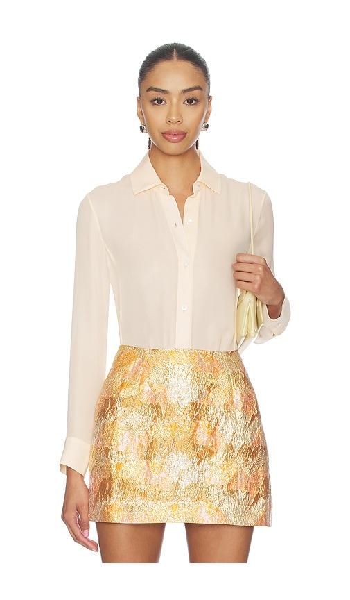 RENGGLI Silk Georgette Button Up Shirt in Peach by RENGGLI