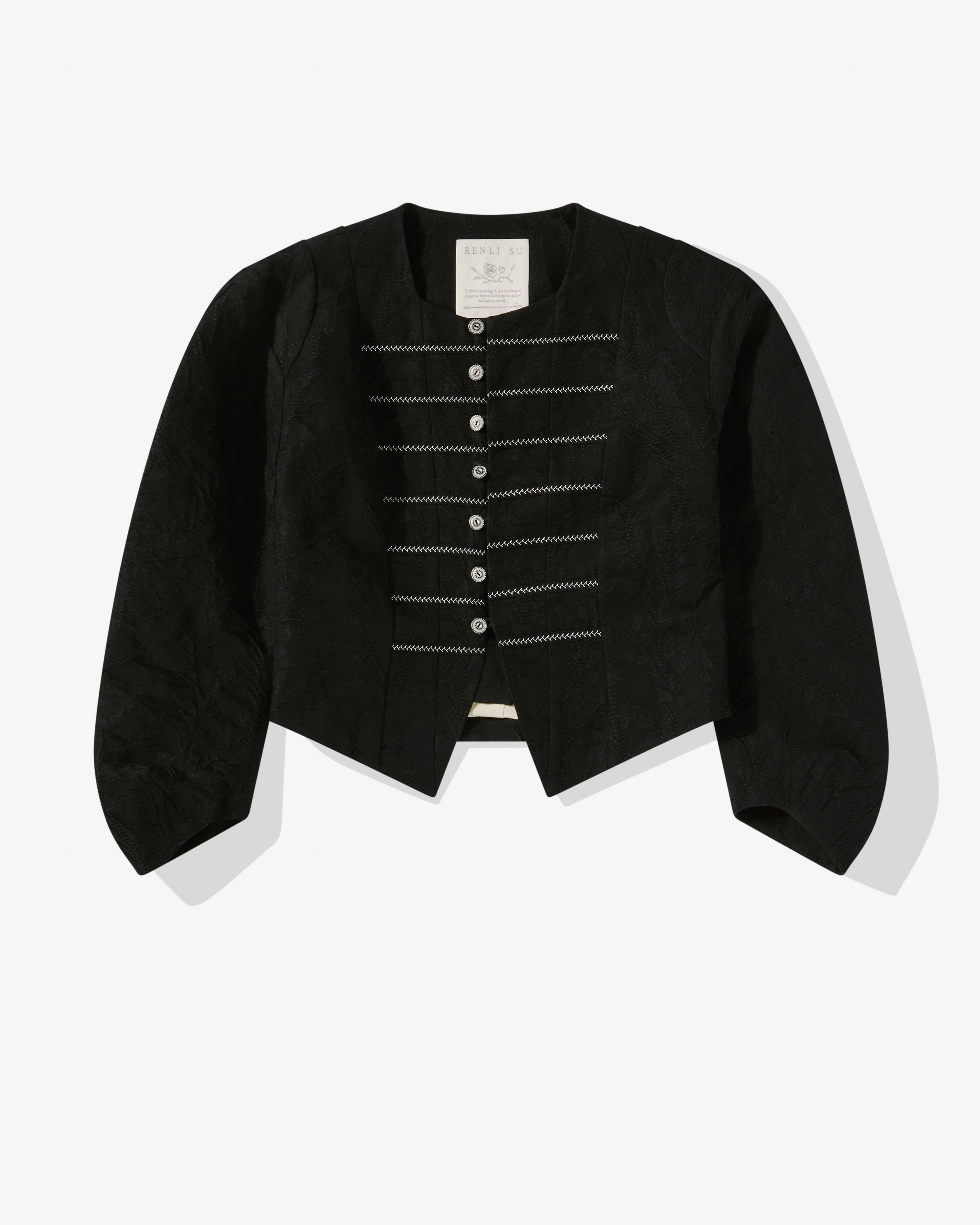 Renli Su - Women’s Collarless Jacket - (Black) by RENLI SU
