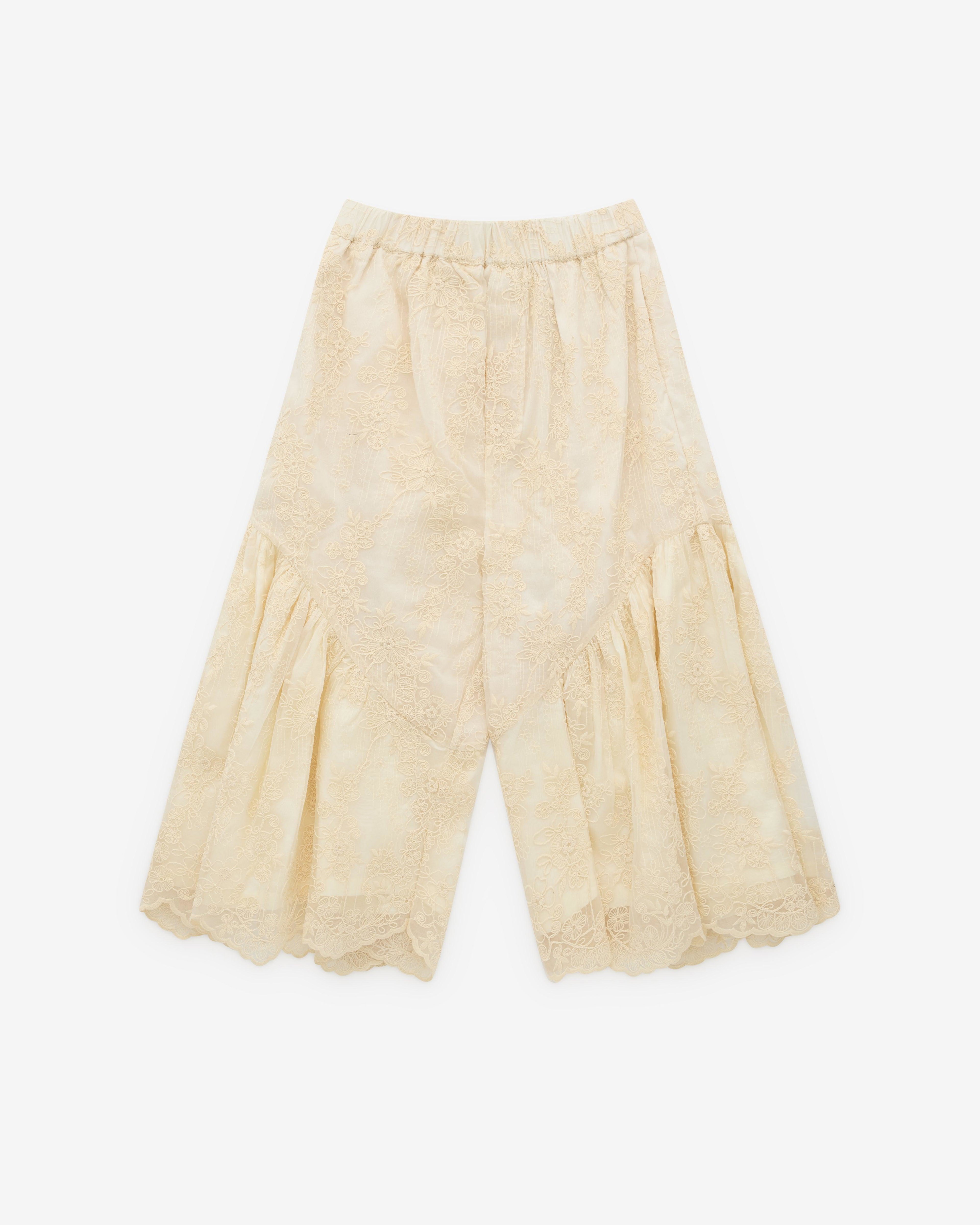 Renli Su - Women’s Cropped Lace Trousers - (Rice White) by RENLI SU