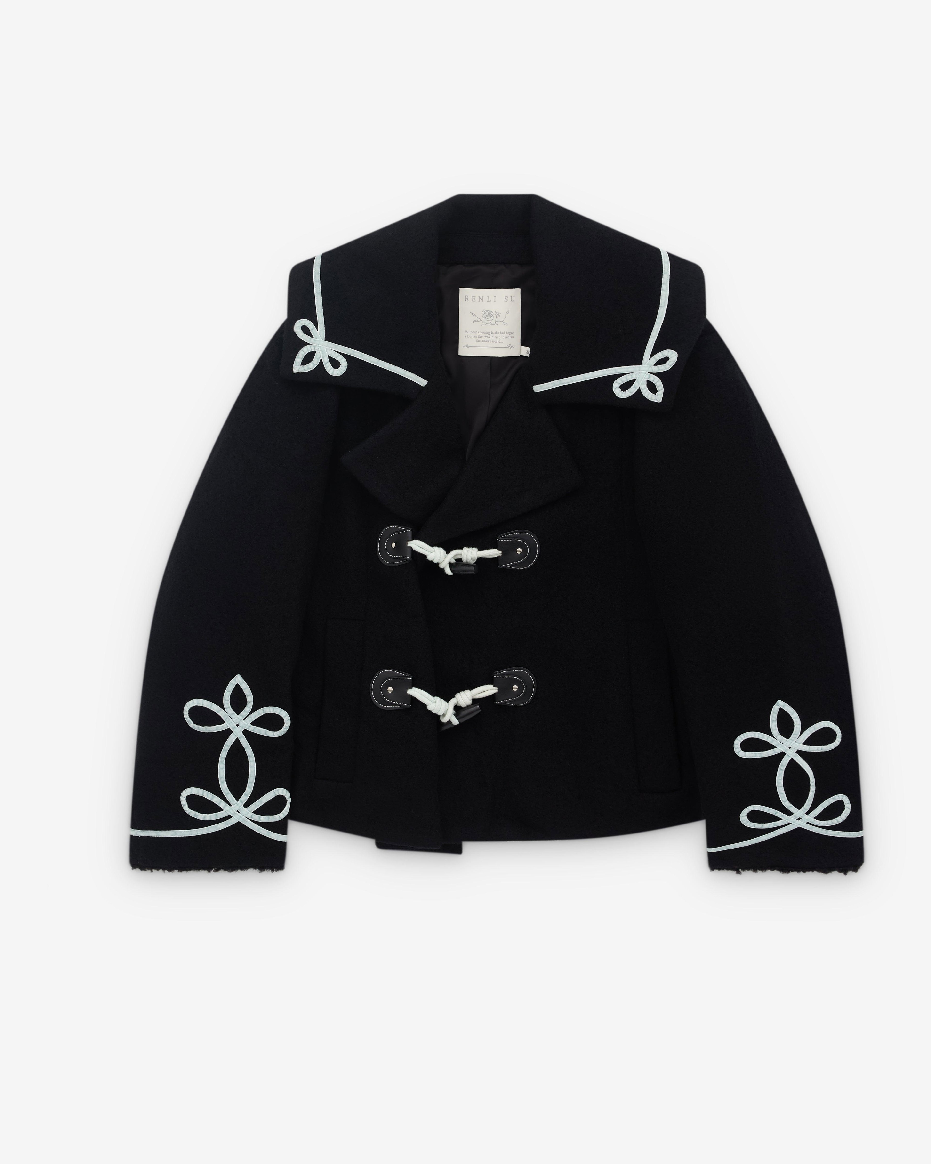 Renli Su - Women’s Embroidered Coat - (Black) by RENLI SU