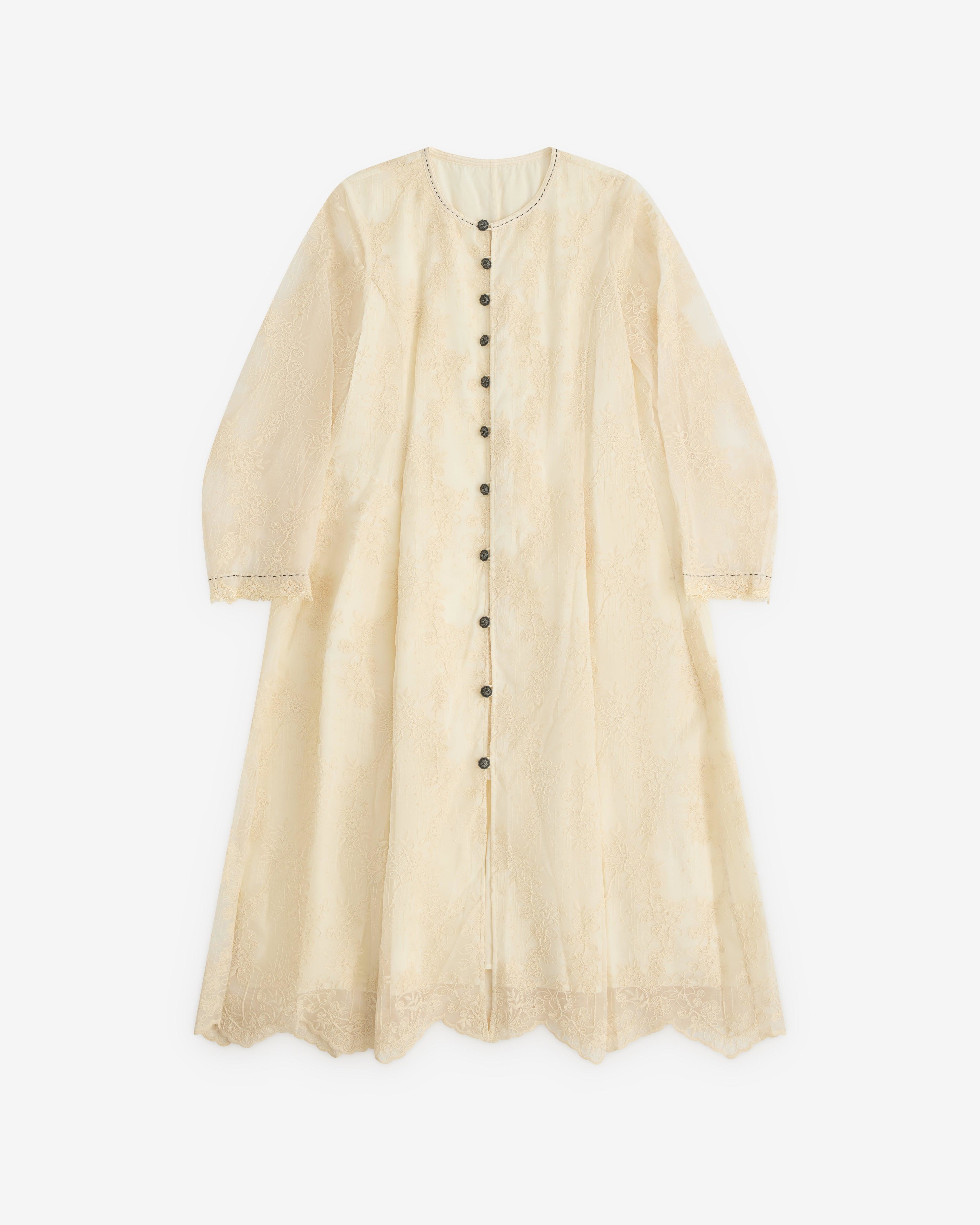 Renli Su - Women’s Lace Long Sleeve Dress - (Rice White) by RENLI SU