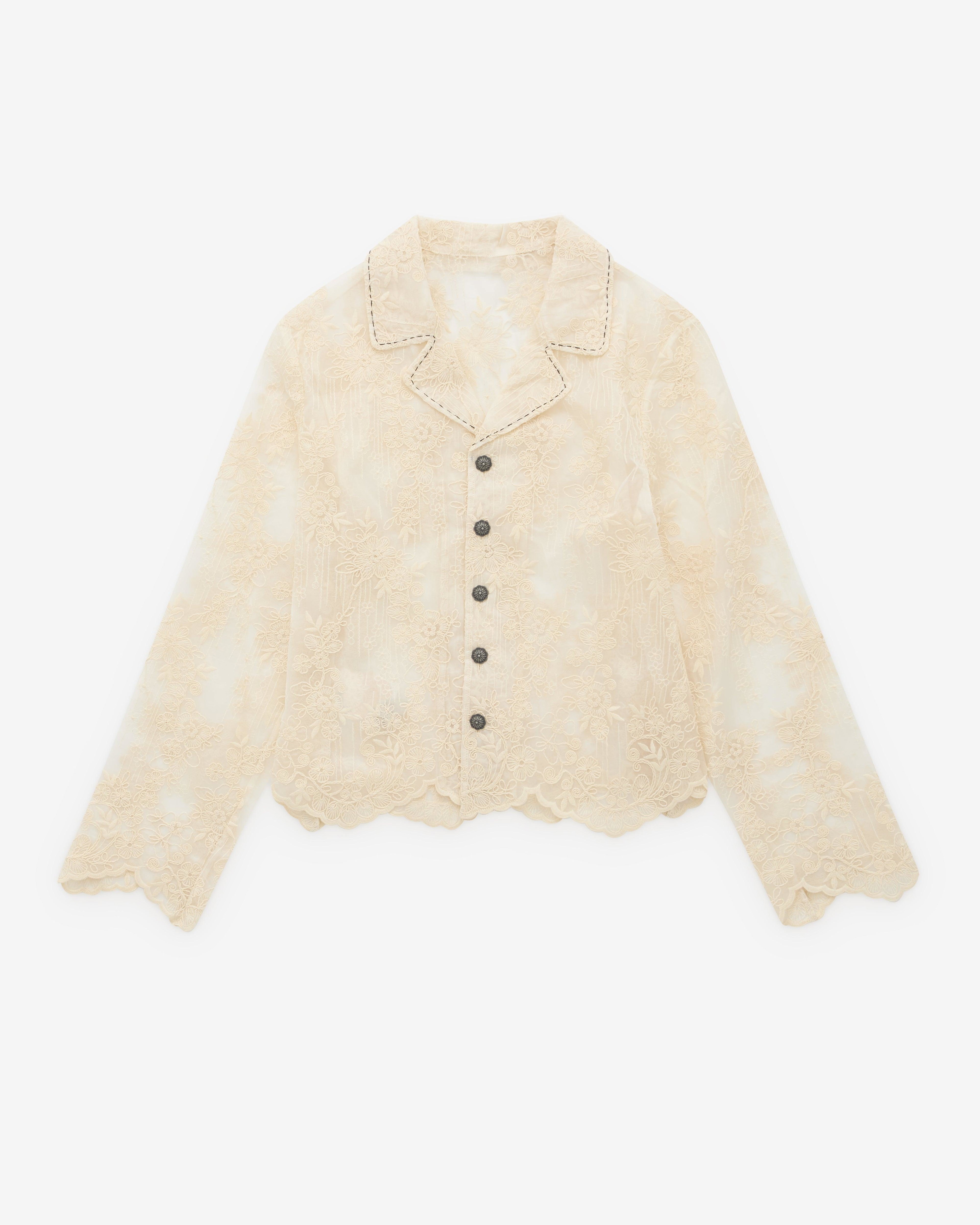 Renli Su - Women’s Lace Shirt - (Rice White) by RENLI SU