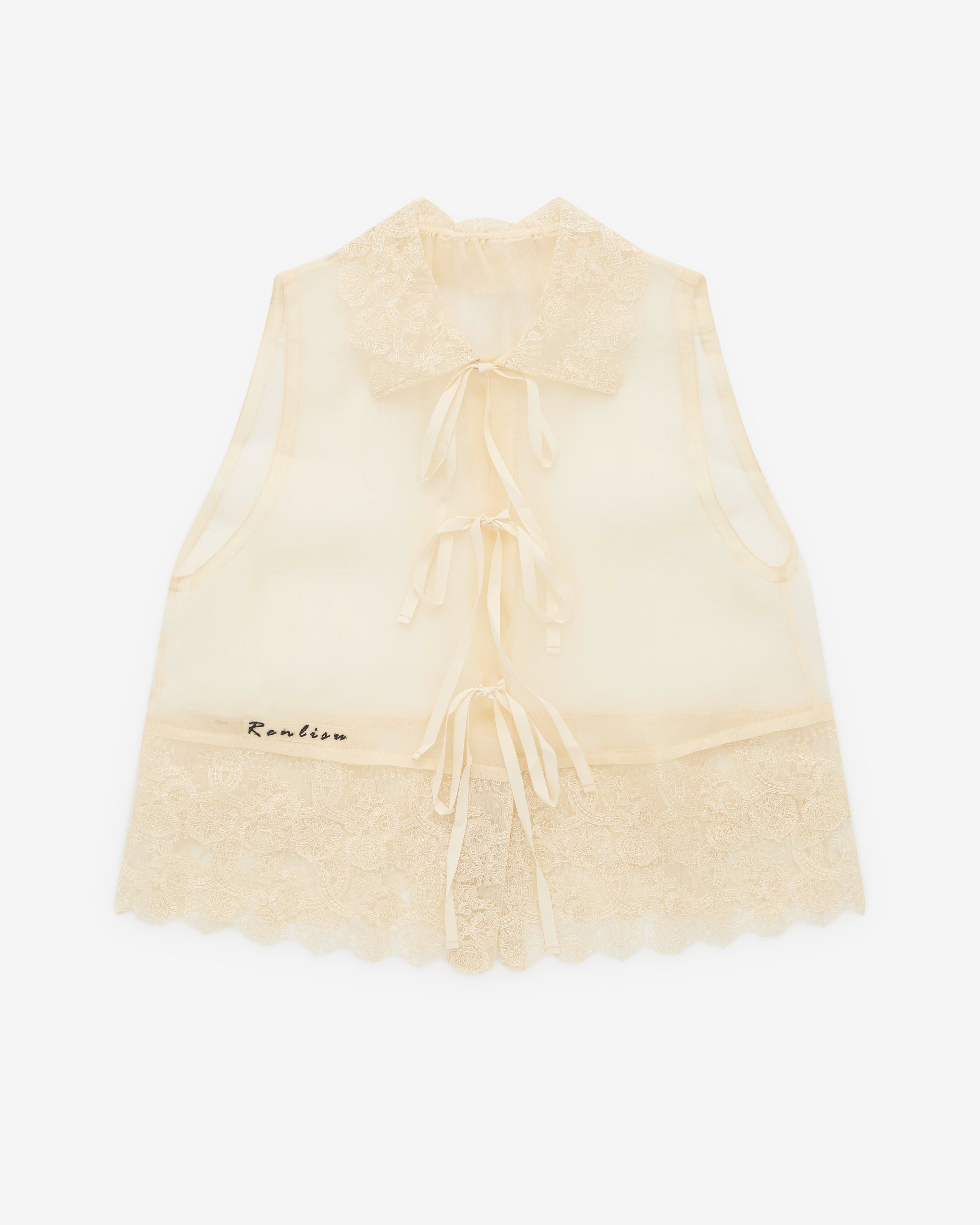 Renli Su - Women’s Lace Trim Vest - (Rice White) by RENLI SU