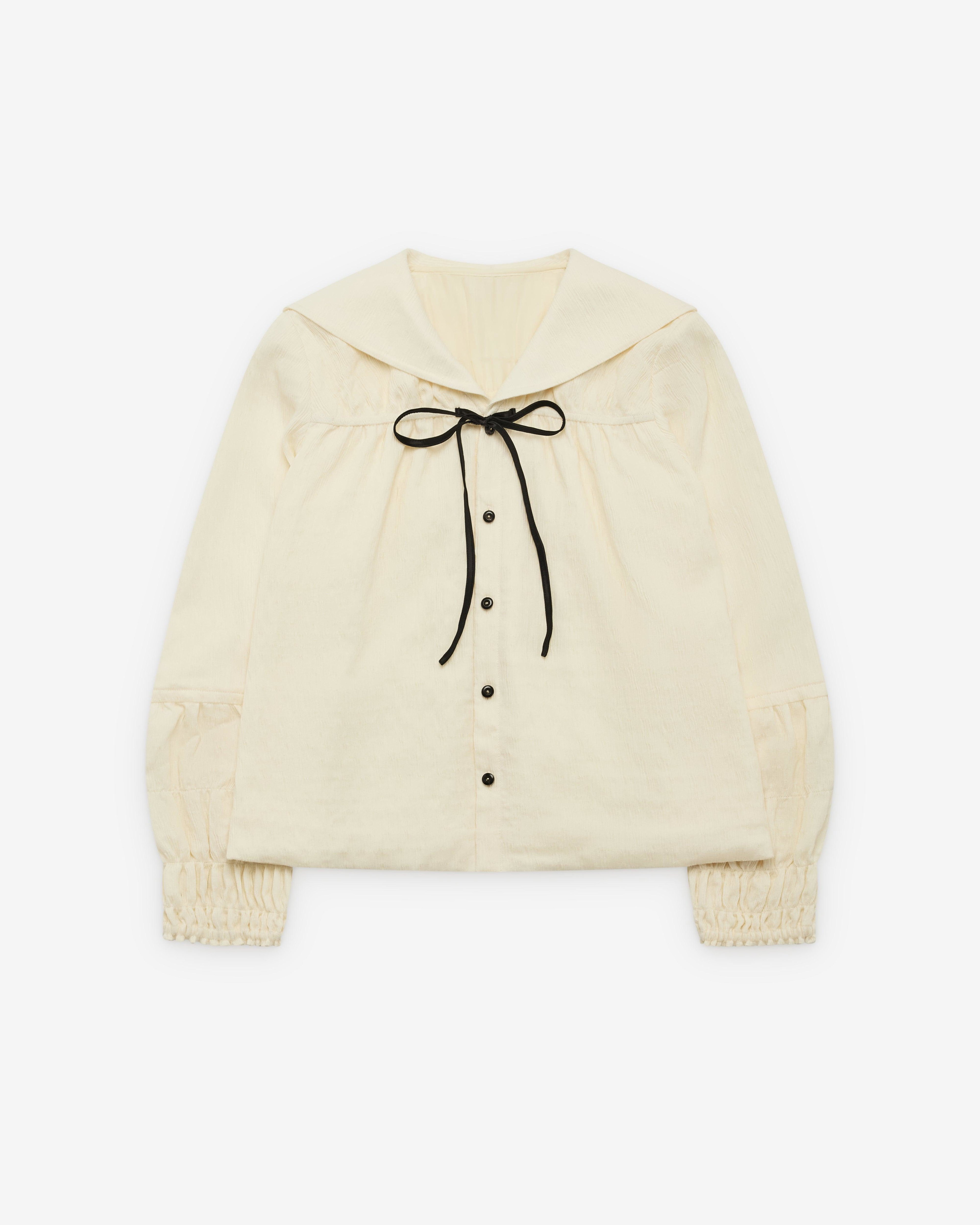 Renli Su - Women's Sailor Collar Shirt - (Rice White) by RENLI SU