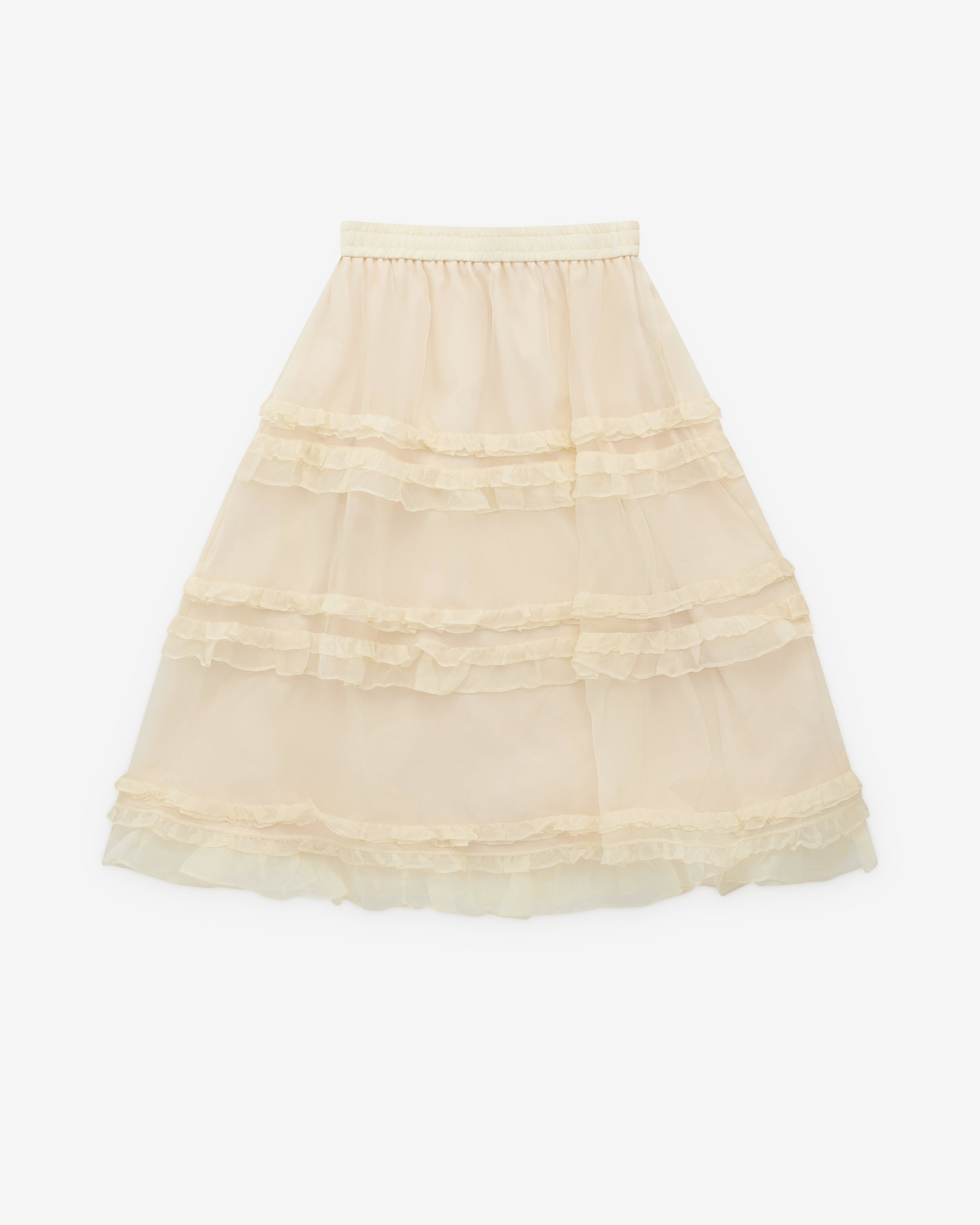 Renli Su - Women’s Tiered Skirt - (Rice White) by RENLI SU