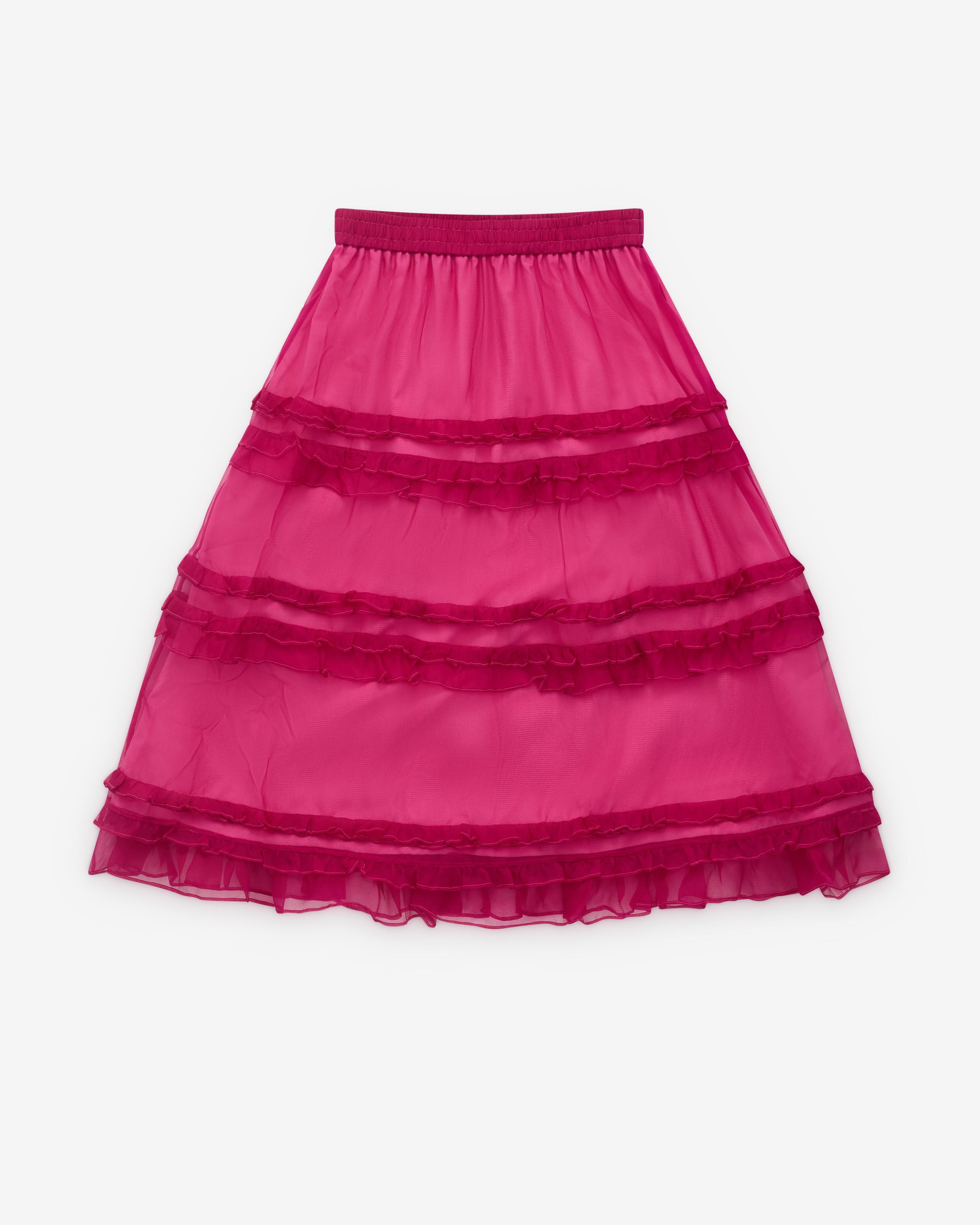 Renli Su - Women’s Tiered Skirt - (Rose Red) by RENLI SU