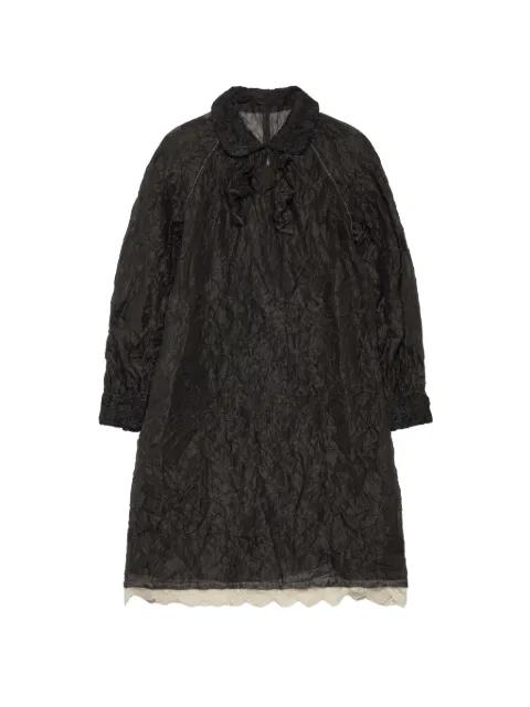 crinkled lace-trim midi dress by RENLI SU