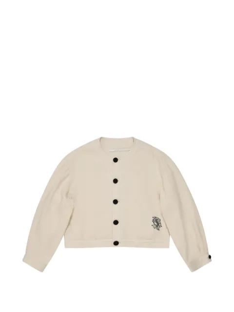 embroidered-motif cropped jacket by RENLI SU