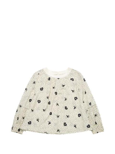 floral-print polka-dot blouse by RENLI SU