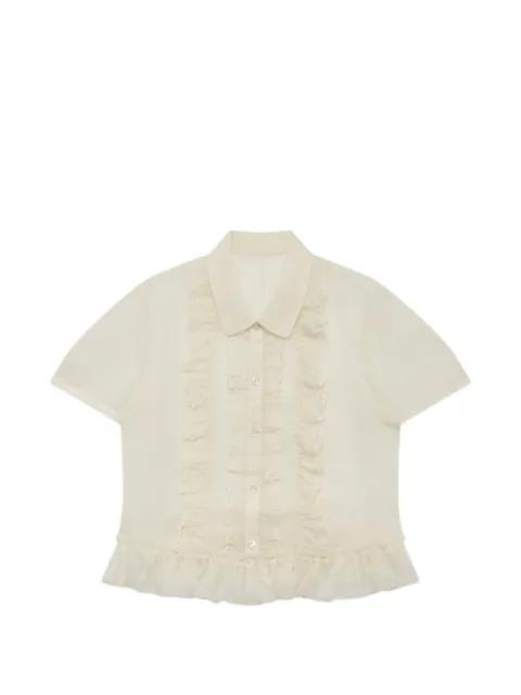 ruffled-trim short-sleeve shirt by RENLI SU