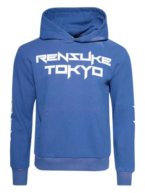 logo print cotton hoodie by RENSUKE TOKYO