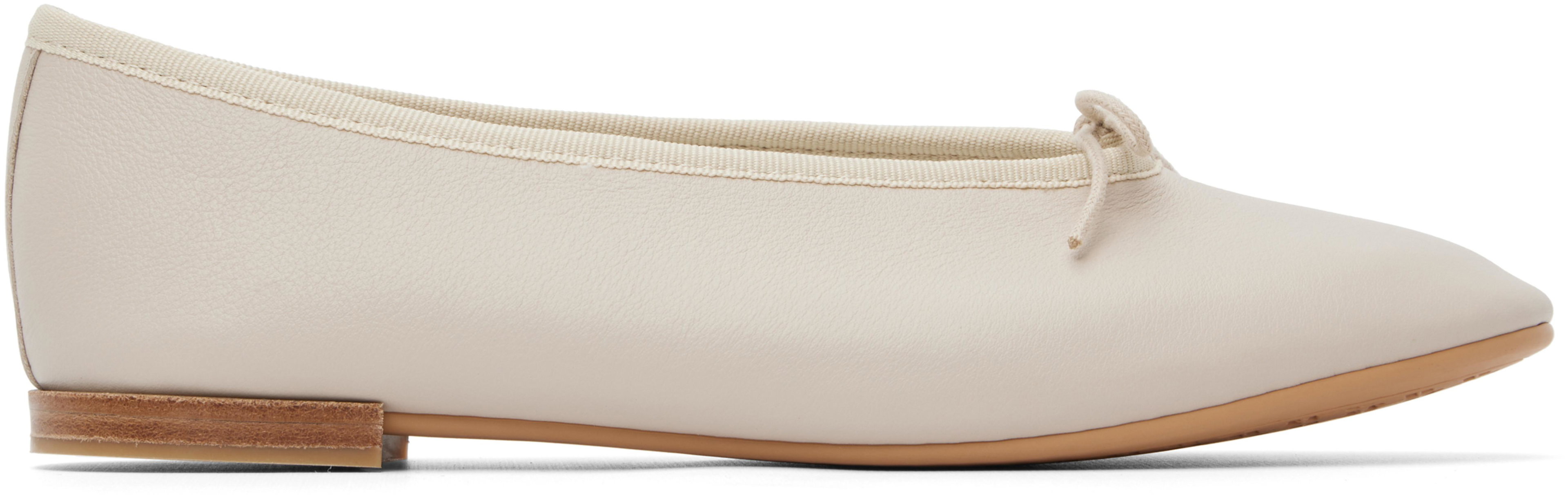Beige Lilouh Almond-Toe Ballerina Flats by REPETTO