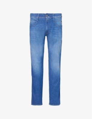 Anbass Xlite tapered-leg mid-rise stretch-denim blend jeans by REPLAY