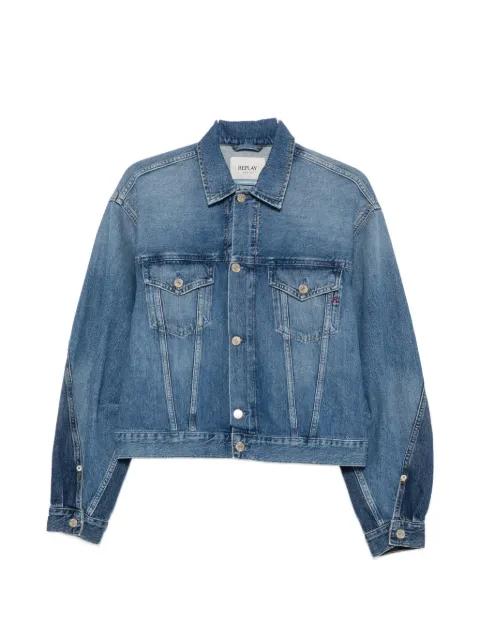 panelled curved-sleeve denim jacket by REPLAY