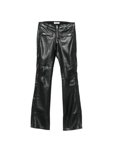 zip-detail leather trousers by REPLAY