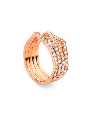18K Gold Antifer Diamond V Shaped Four Row Band by REPOSSI