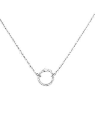 18K White Gold Antifer Diamond & Polished V Ring Pendant Necklace by REPOSSI