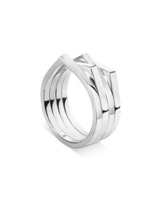 18K White Gold Antifer V Shape Four Row Band by REPOSSI