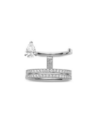 18K White Gold Serti sur Vide Diamond Pear & Round Statement Ring by REPOSSI