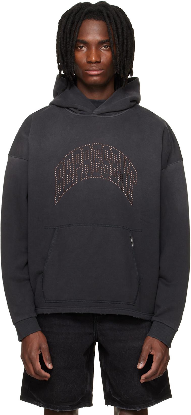 Black 'Represent' Embellished Hoodie by REPRESENT